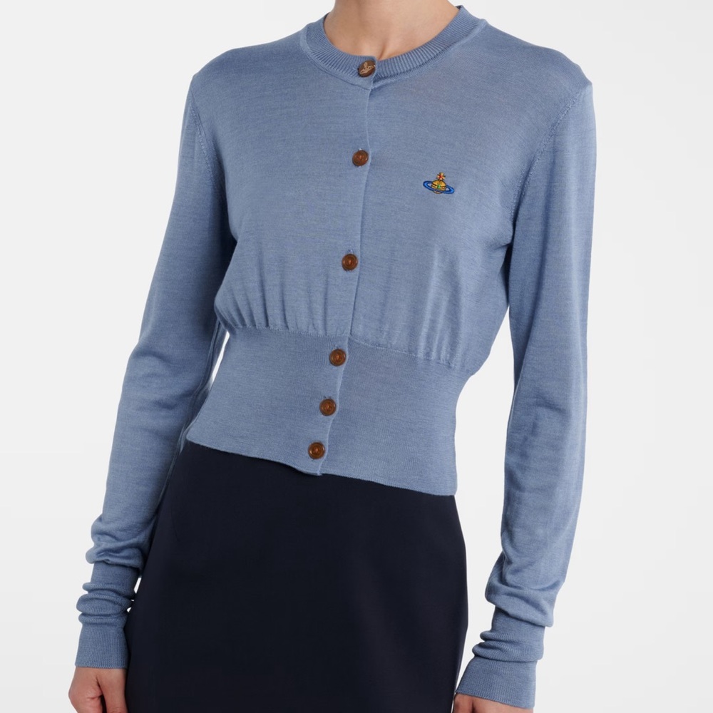 Vivienne Westwood baby blue bea cropped cardigan